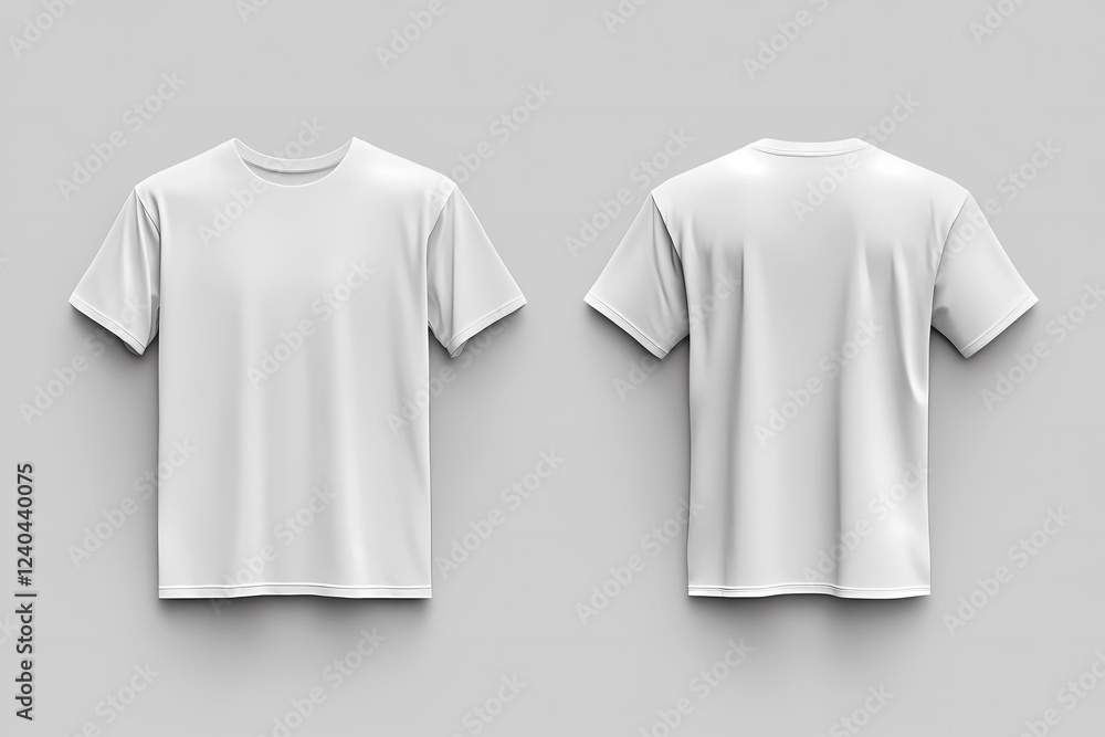 Fototapeta premium T-shirt mockup. White blank t-shirt front and back views. male clothes wearing clear attractive apparel tshirt models template