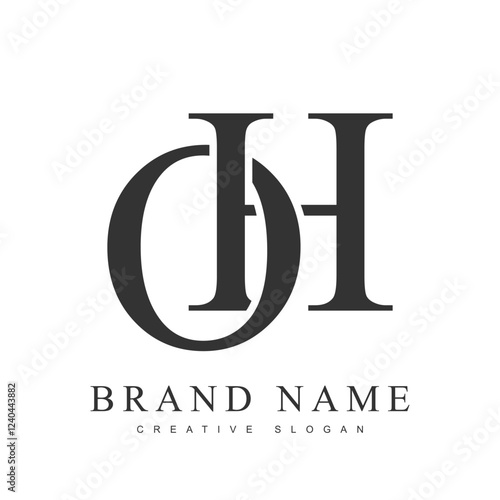 OH trendy logotype template. Initial letter o and h classic font style. Creative logo for company name or identity.