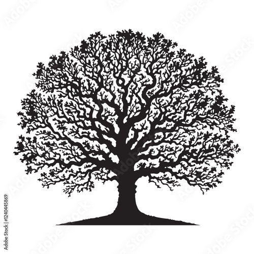 Majestic Oak Tree Silhouette A Symbol of Strength and Endurance