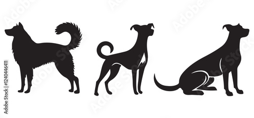 Diverse Dog Breeds Silhouette Vector Illustration