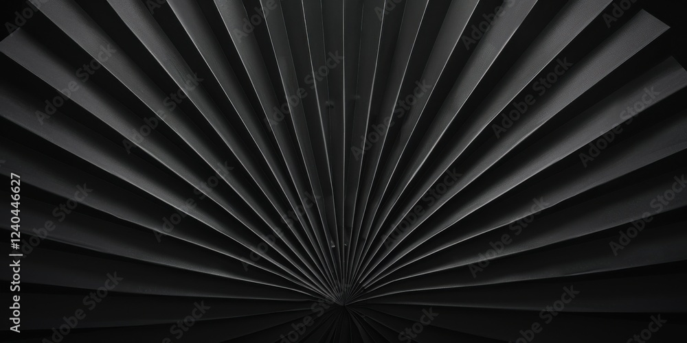 Obraz premium A stark black canvas with clean, minimalist fan shapes, Symmetrical and dynamic design