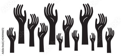 Reaching Up Silhouette Hands Vector Illustration