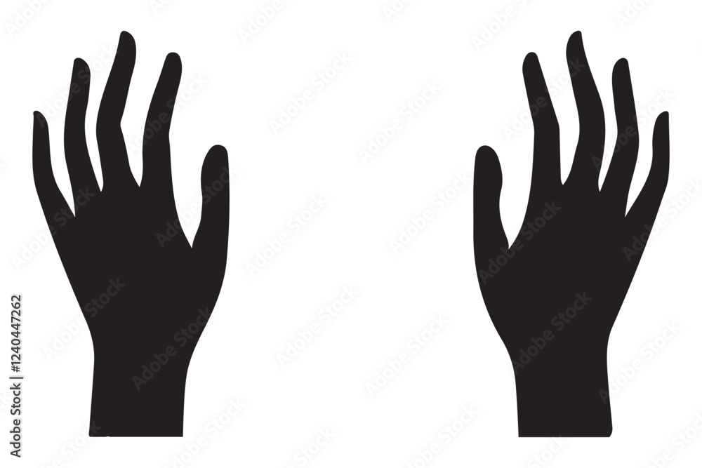 Pair of Simple Hands Silhouette Reaching Upward Pair of Simple Hands Silhouette Reaching Upward