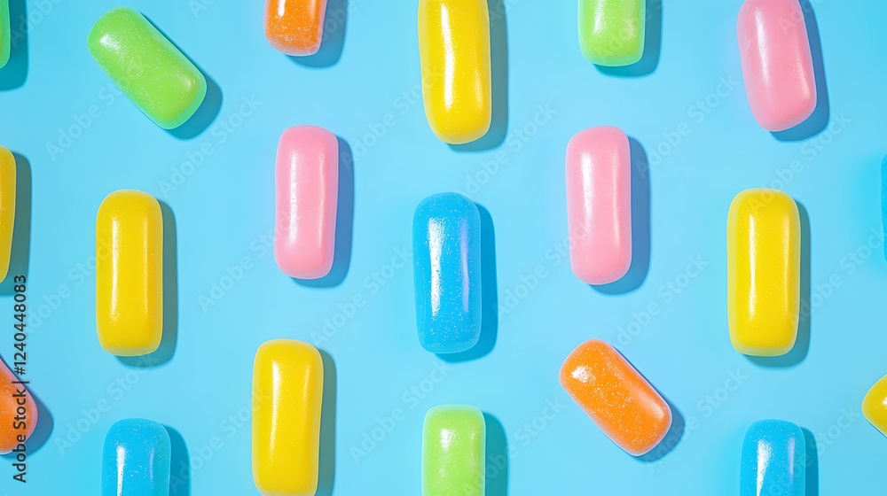 Colorful Candy Pattern on Blue Background Beautiful Sweet Treats for Various Celebrations and Occasions Colorful Candy Pattern on Blue Background Beautiful Sweet Treats for Various Celebrations and Occasions