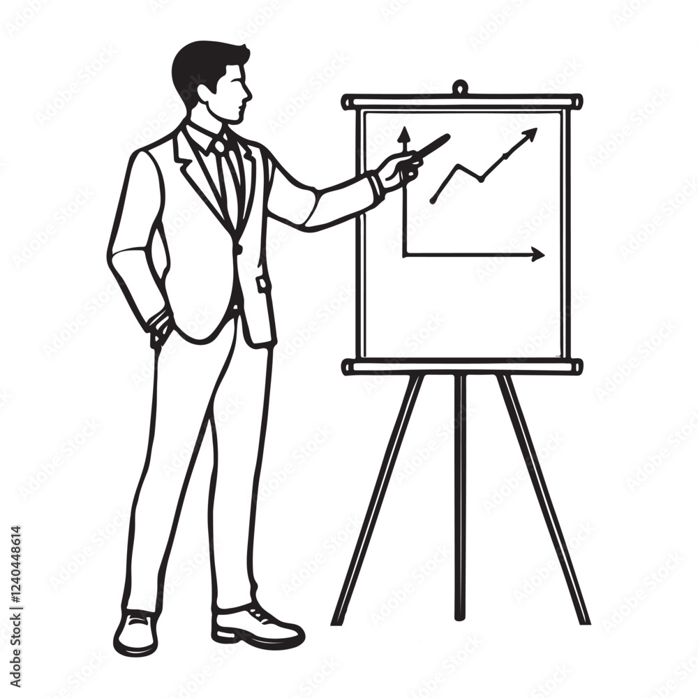 Businessman Giving Presentation Silhouette Illustration Businessman Giving Presentation Silhouette Illustration