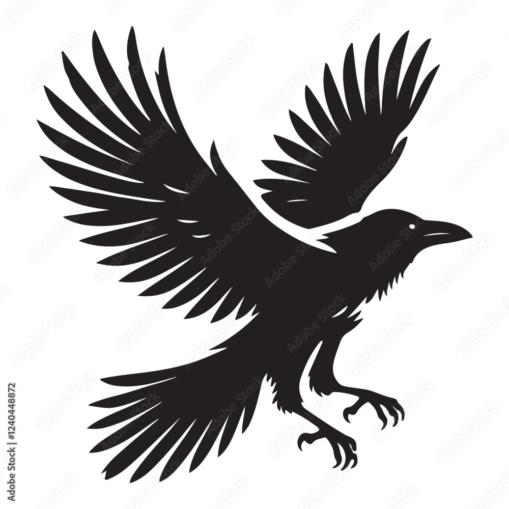 Obraz premium Dynamic Raven Silhouette in Flight Vector Graphic