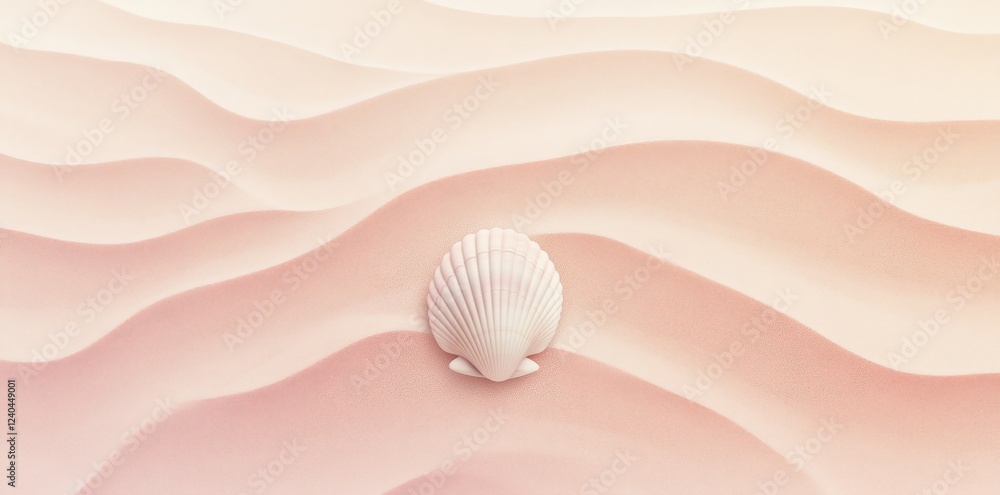 Single Seashell Resting on Pink Sandy Dunes Single Seashell Resting on Pink Sandy Dunes