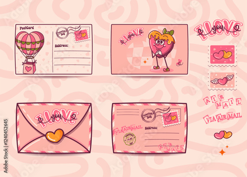 Valentine day love letter envelope set