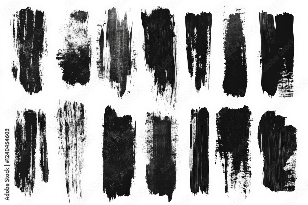Abstract black and white brush strokes on a white background create a striking visual contrast and texture Abstract black and white brush strokes on a white background create a striking visual contrast and texture