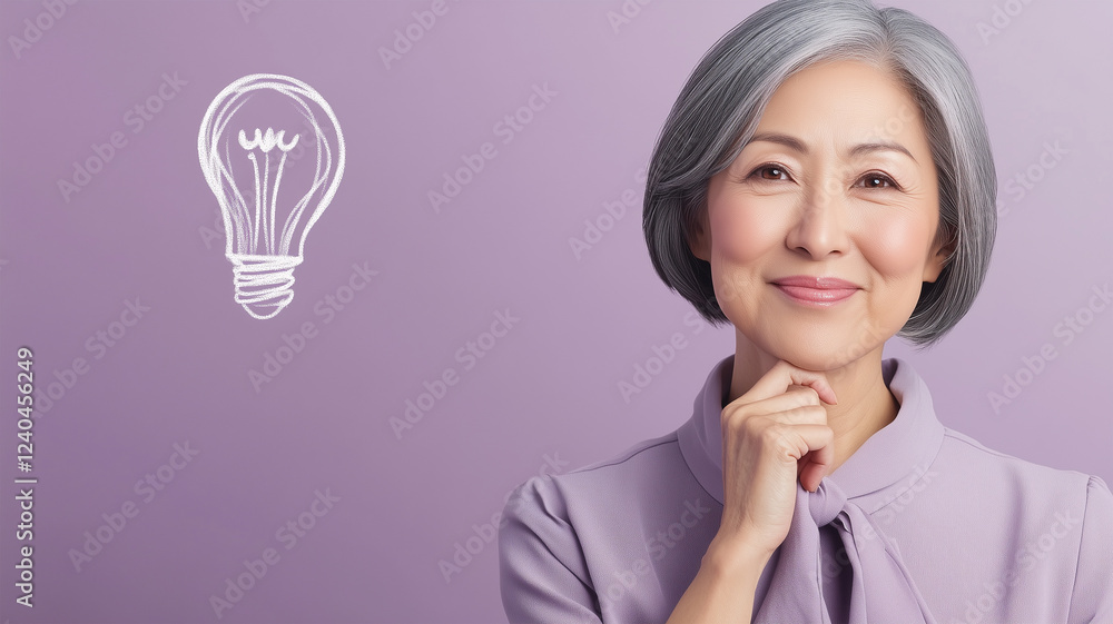 ひらめきを感じる優雅な高齢女性