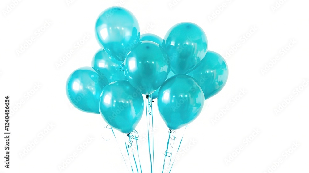 A cluster of vibrant blue balloons floating gracefully in the air, set against a clean white background. The balloons create a visually appealing scene, bringing a sense of light - heartedness and joy A cluster of vibrant blue balloons floating gracefully in the air, set against a clean white background. The balloons create a visually appealing scene, bringing a sense of light - heartedness and joy