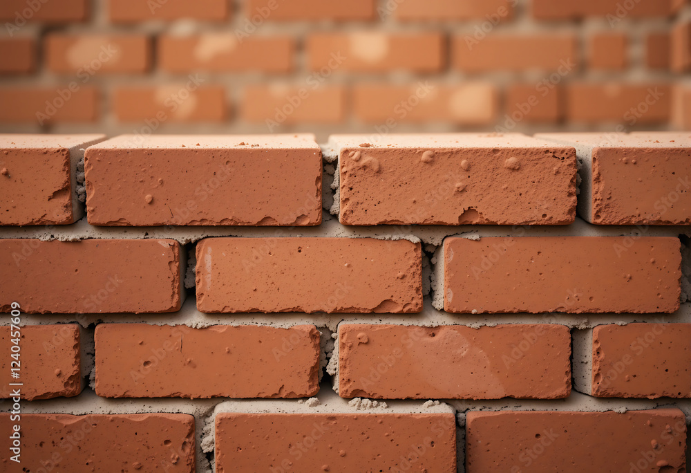 Obraz premium Red brick wall texture with slightly uneven surface details