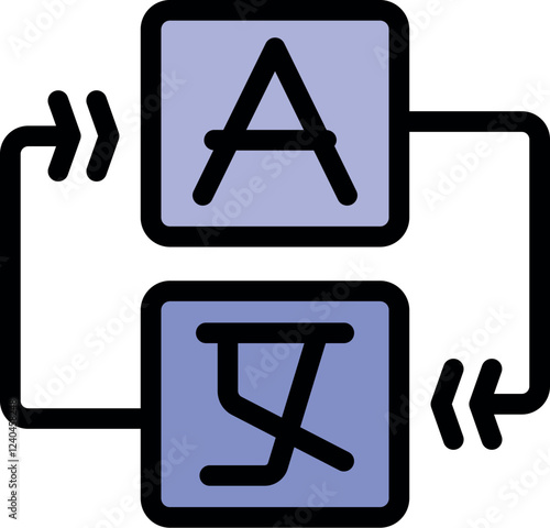 Online multilingual translation service converting text between two different languages, represented by the letters a and x