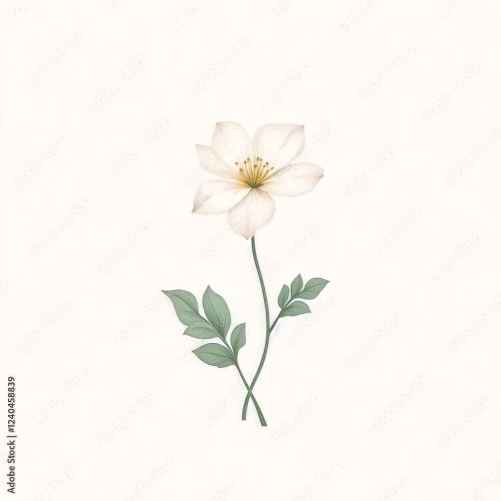 Fototapeta premium Solitary Elegance Single Yellow Flower Minimalist Watercolor Style