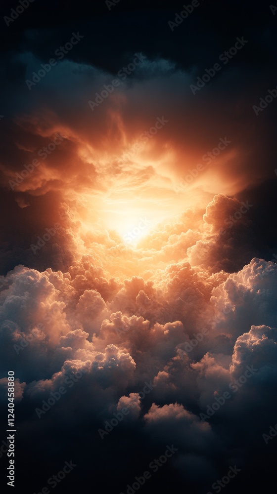 Fototapeta premium Dramatic Cloudscape Visualization Vibrant Digital with Atmospheric Textures for Professional Weather Forecasting and Tech-Driven Climate Solutions