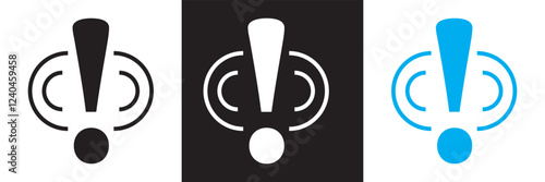 Alert, risk sign line icon set. Caution, warning, exclamation mark vector. Alert information, accident notification.  isolated on white and black background. vector illustration. EPS 10