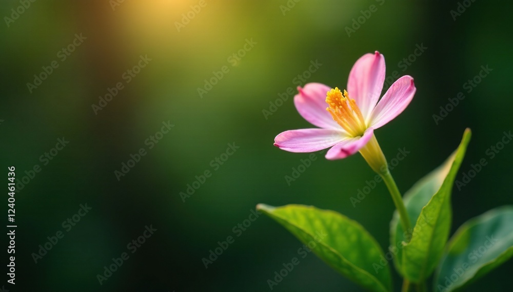 A delicate flower blooms at the base of a golden horn, plant, flower, tree A delicate flower blooms at the base of a golden horn, plant, flower, tree