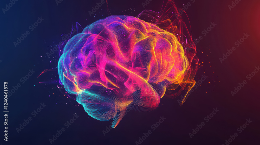 Fototapeta premium colorful abstract representation of mind in motion, showcasing vibrant hues and dynamic patterns that evoke creativity and thought. image captures essence of cognitive processes