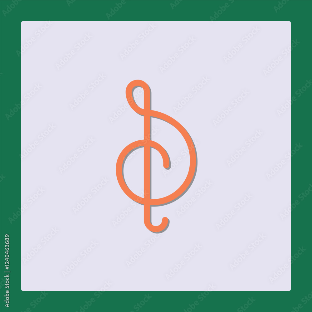 Naklejka premium Elegant Treble Clef Design: Minimalist Music Icon