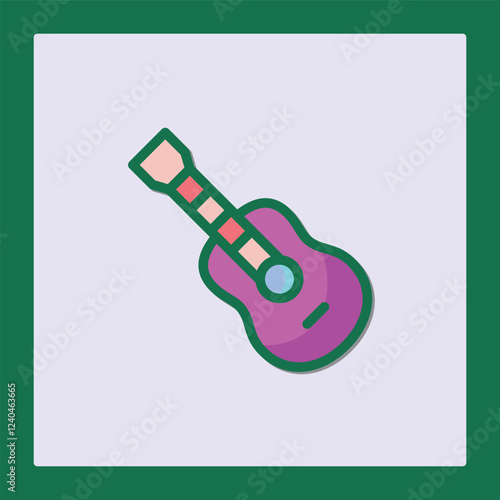 Vibrant Flat-Design Acoustic Guitar Icon Illustration