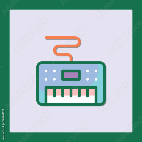 Stylized Keyboard Icon, Digital Music Instrument Illustration