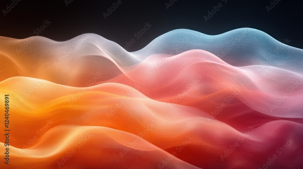 Fototapeta premium Colorful waves flowing, dark background, abstract art, website design