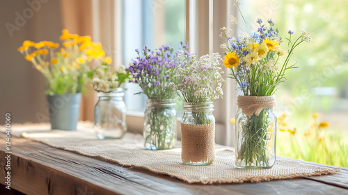 Wallpaper Mural outdoor picnic table with checkered tablecloth, mason jars of lemonade, and a centerpiece of sunflowers  Torontodigital.ca