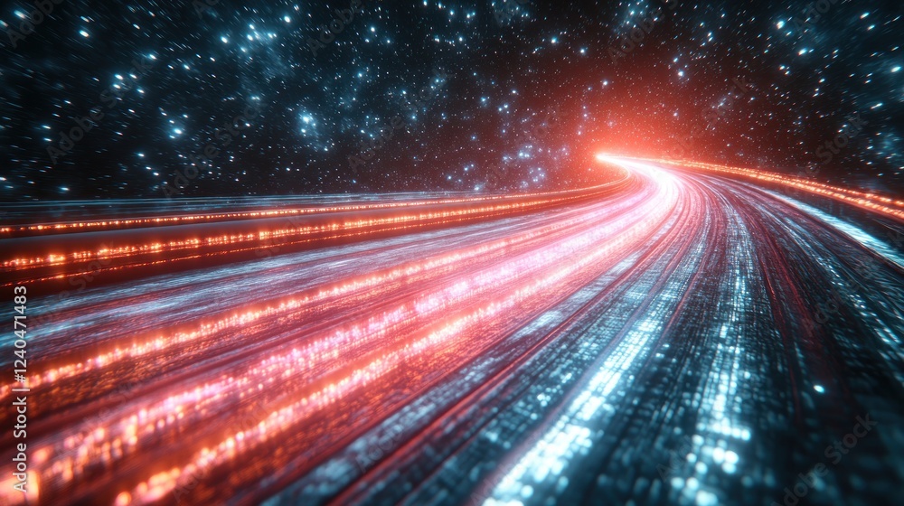 Obraz premium Cosmic Data Stream Highway to Innovation