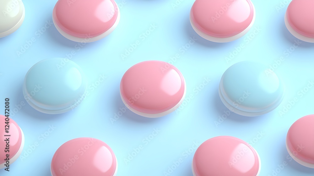 Colorful Pastel Macarons Arranged on a Light Blue Background for Sweet Treats and Dessert Inspiration Colorful Pastel Macarons Arranged on a Light Blue Background for Sweet Treats and Dessert Inspiration