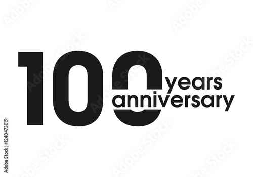 100 years anniversary logo, icon or badge. 100th birthday, jubilee celebration, wedding, invitation card design element. Vector illustration.