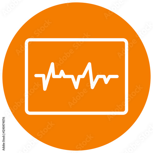 Heart Beat Line Orange Circle Icon