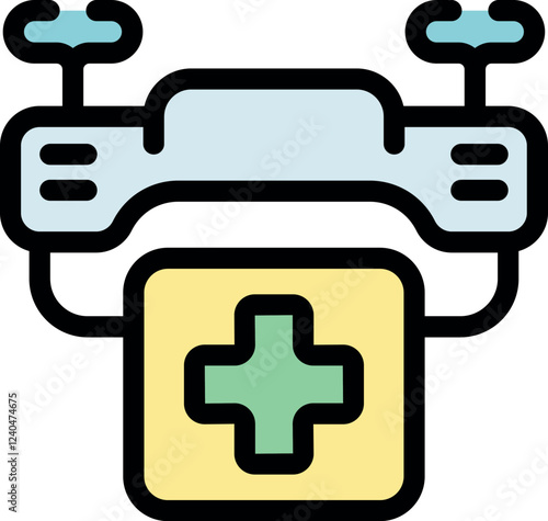 Medical drone quickly delivering a first aid kit, providing crucial medical supplies in emergencies