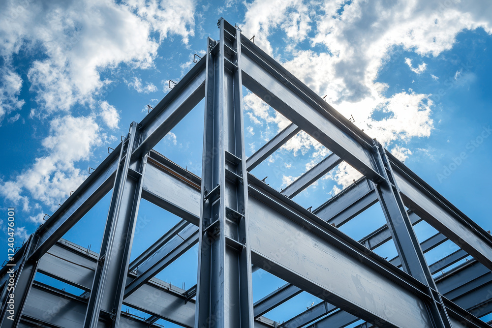 Steel framework against a bright blue sky. Steel framework against a bright blue sky.