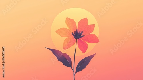 A Single Orange Flower Against A Warm Sunset Background