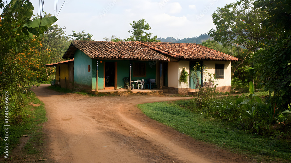 rural home with a dirt driveway and basic living conditions, representing a simpler lifestyle rural home with a dirt driveway and basic living conditions, representing a simpler lifestyle