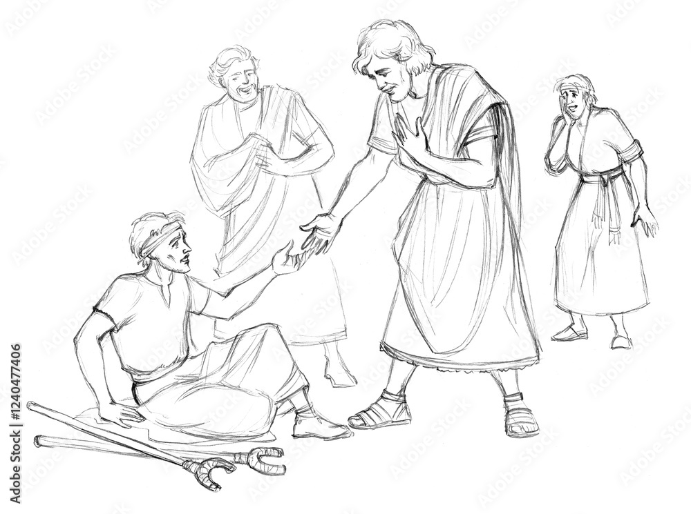 Fototapeta premium Apostle Peter heals a lame man