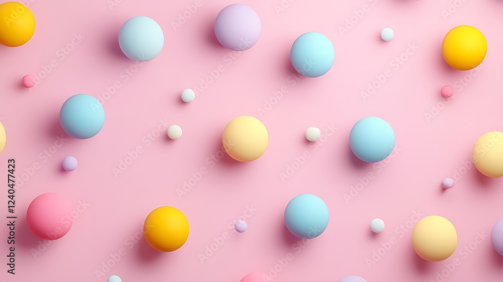 Colorful Semi-3D Sphere Pattern on Soft Pink Background for Creative Design and Background Use Colorful Semi-3D Sphere Pattern on Soft Pink Background for Creative Design and Background Use