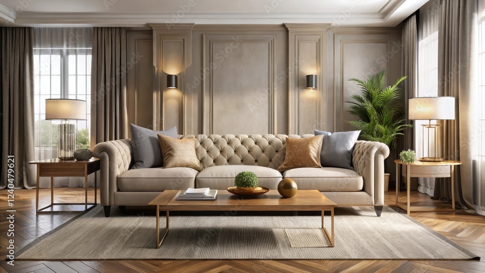 Elegant Living Room with Plush Sofa and Coffee Table, modern furniture, interior design, modern furniture Elegant Living Room with Plush Sofa and Coffee Table, modern furniture, interior design, modern furniture