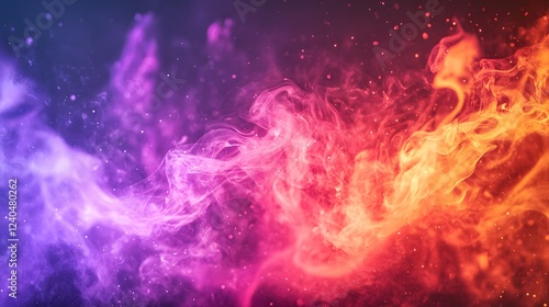 Abstract Colorful Smoke and Fire Background, Vivid Swirling Nebula Texture