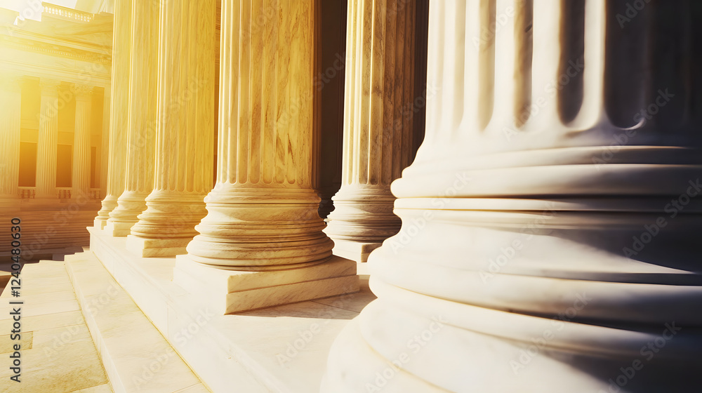 Majestic courthouse exterior featuring towering marble columns, intricate architectural details, and a grand entrance, embodying the power and prestige of law and justice.
Majestic courthouse exterior featuring towering marble columns, intricate architectural details, and a grand entrance, embodying the power and prestige of law and justice.