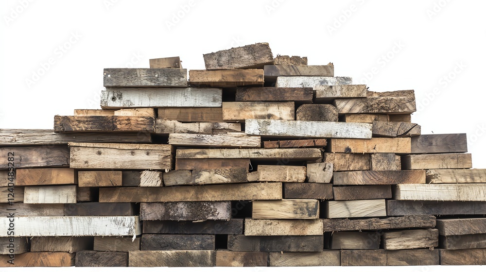 Wood planks piled together, white isolated background. Wood planks piled together, white isolated background.