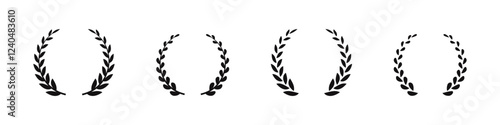 Laurel wreath icons set. Wheat and oak wreaths symbol collection. Vector illustration.