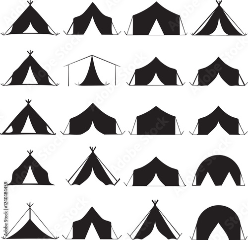 camping elements silhoutte vector design 
