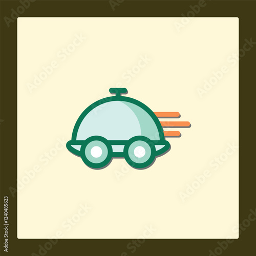 Fast Food Delivery Icon with a Covered Dish and Speed Lines design