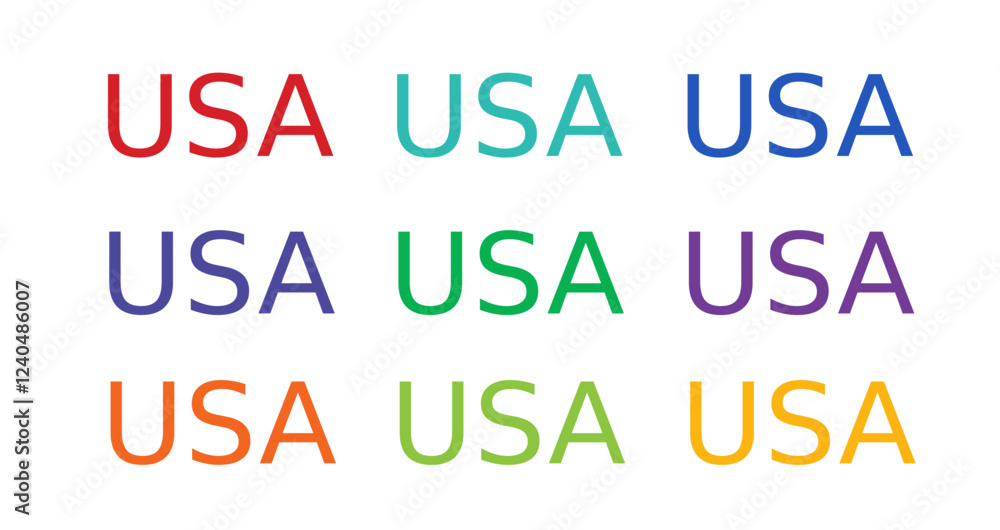 USA text Design, Building inside letters and many colors USA text Design, Building inside letters and many colors
