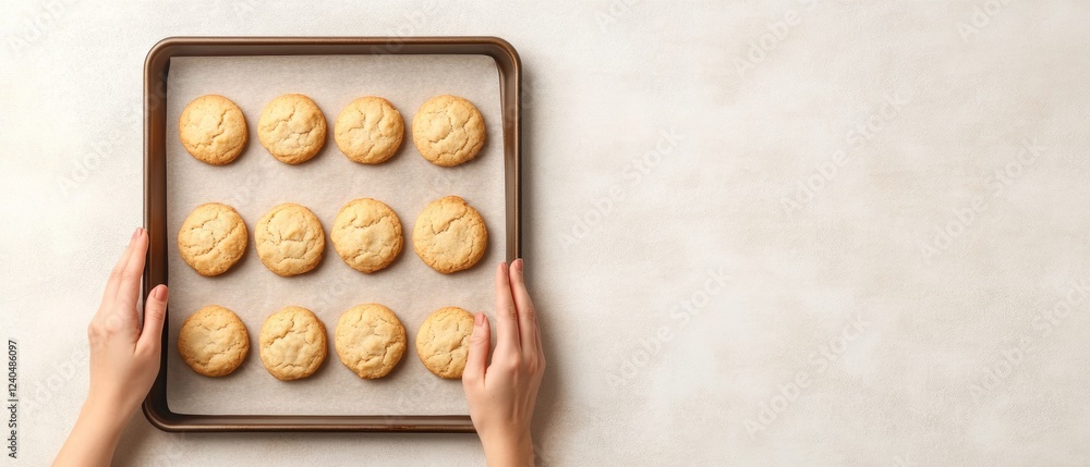Homestyle Rustic Kitchen Aesthetic Golden Brown Cookies on Baking Tray for Comfort Cooking Content and Warm Hospitality Marketing Homestyle Rustic Kitchen Aesthetic Golden Brown Cookies on Baking Tray for Comfort Cooking Content and Warm Hospitality Marketing