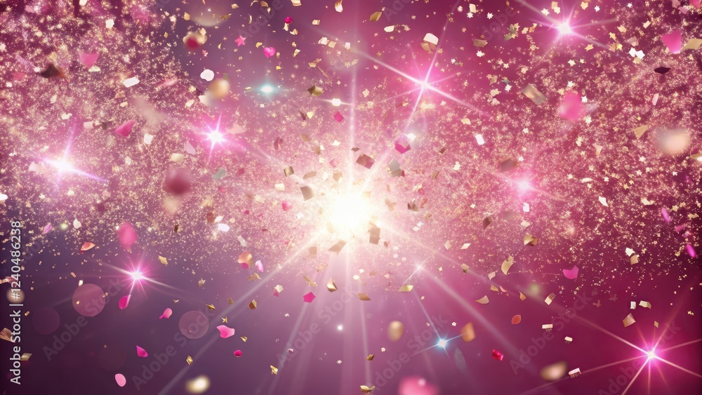 Soft Pink Confetti Explosion in Space, glimmering, shimmering, glimmering, shimmering, radiant Soft Pink Confetti Explosion in Space, glimmering, shimmering, glimmering, shimmering, radiant