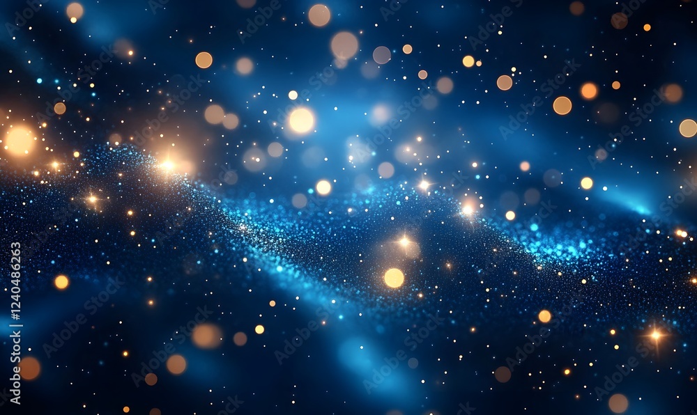 Obraz premium Abstract dark blue and gold particle background