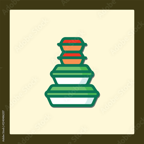 Stack of food containers vector icon, takeout and delivery service