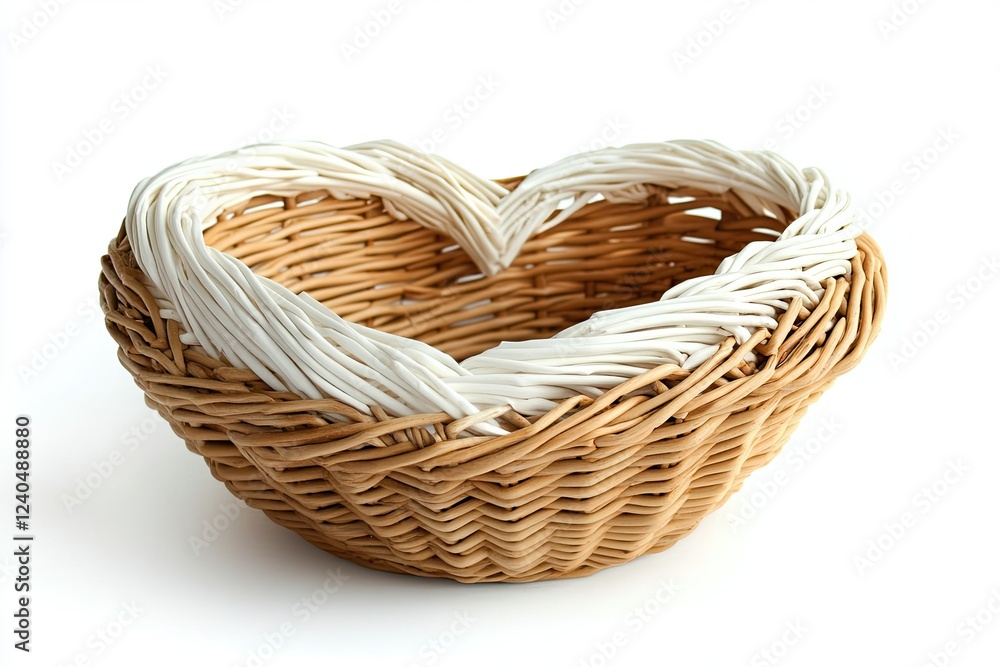 Obraz premium Heart Shaped Wicker Basket with White Accents